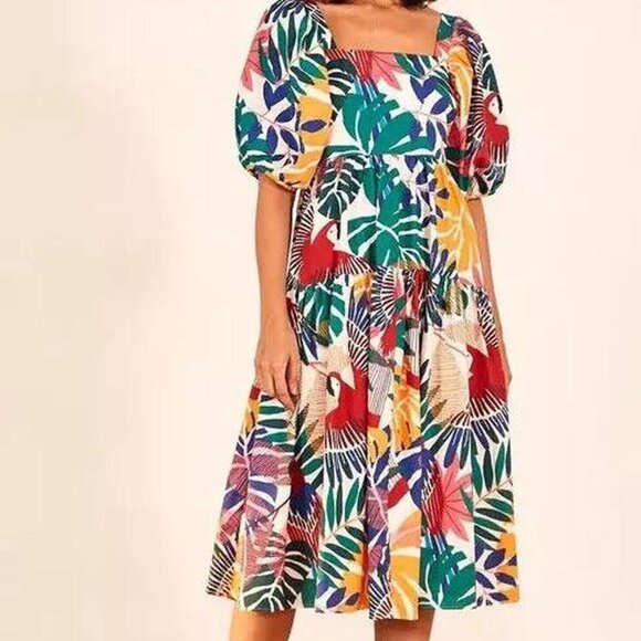 FARM Rio Colorful Tropical Midi Dress - Picture 1 of 3